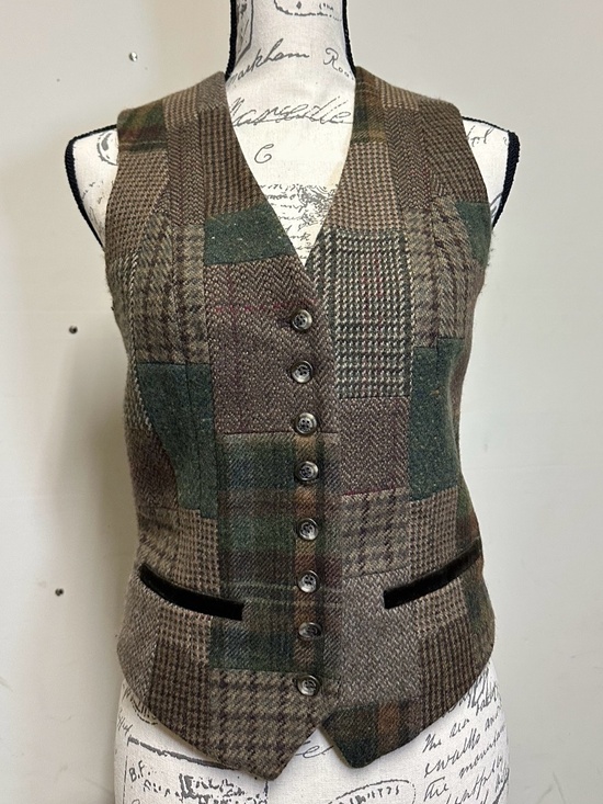 Ralph LaurenLauren Jeans Co. Premium Patchwork Tweed Wool Vest Size Small